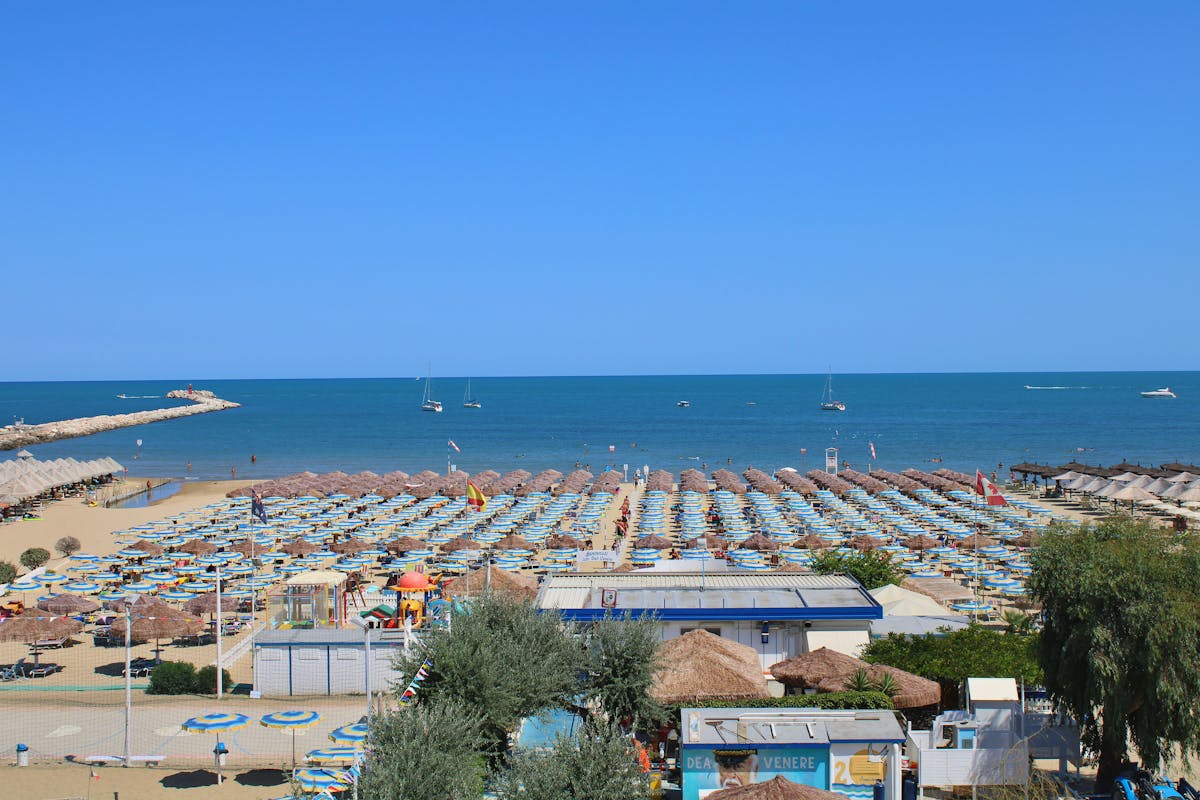 Barcelona beach club with dining facilities overlooking the Mediterranean