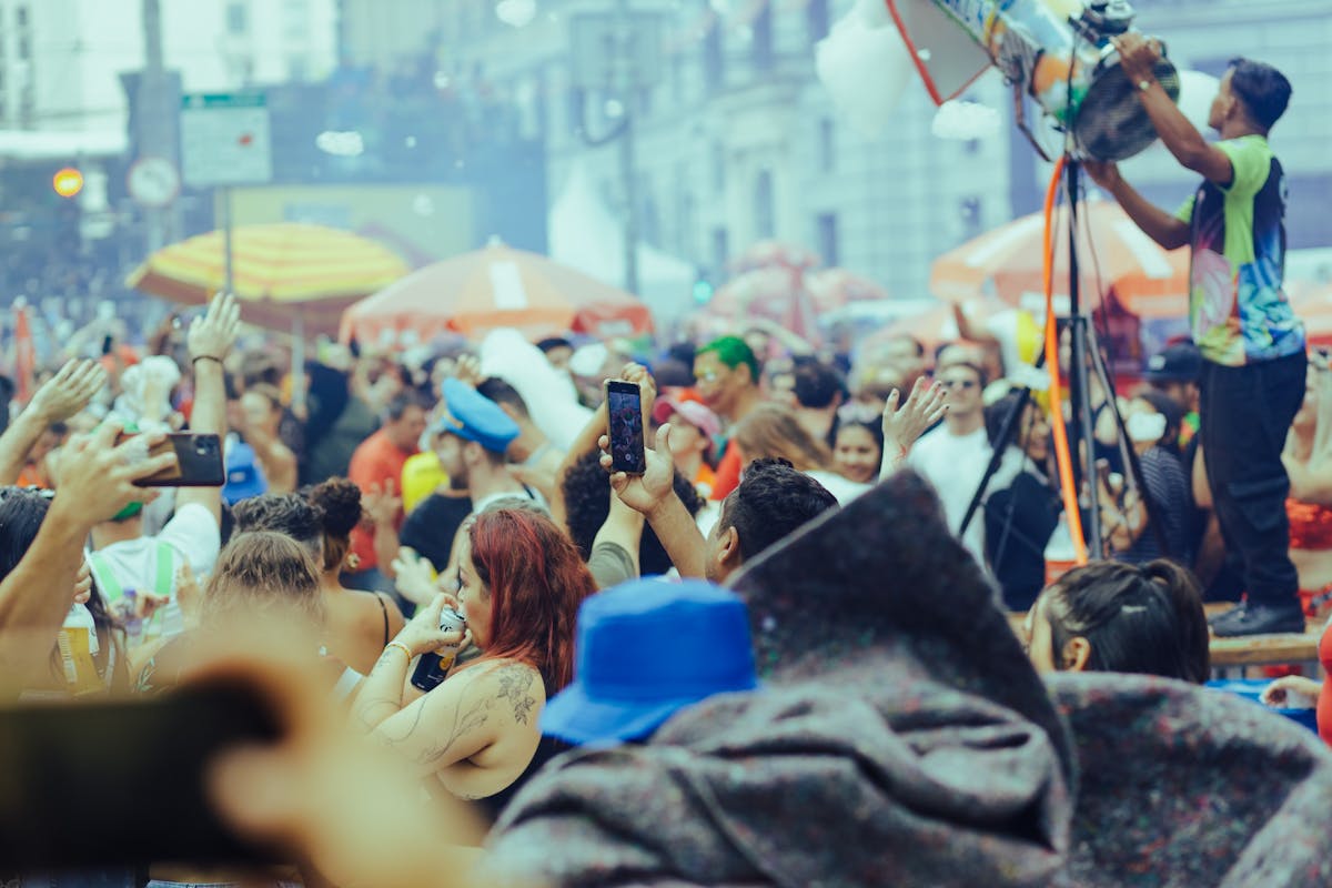 Barcelona festival crowd celebrating in the streets during La Merce