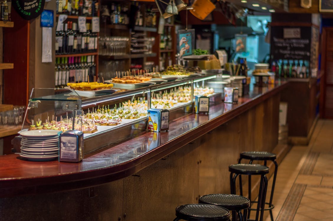Barcelona tapas bar with traditional Spanish pinchos and small plates