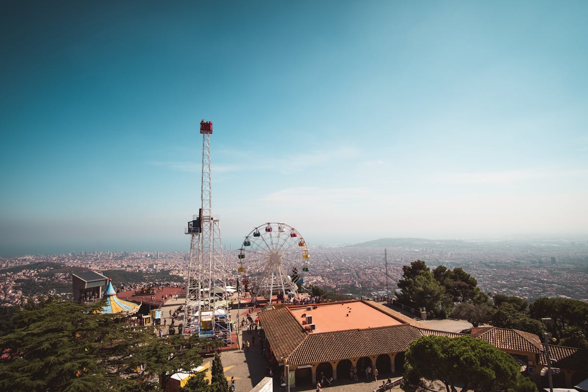 Tibidabo amusement park perched above Barcelona with panoramic city views, perfect for Barcelona with kids