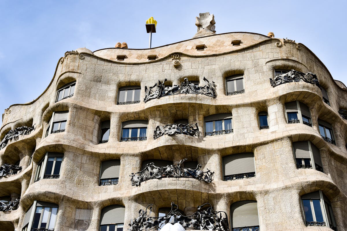Modernist architecture in Barcelona with organic forms and decorated facades