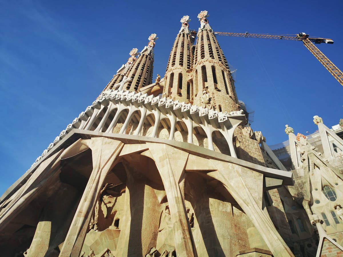View from the spires of the Sagrada Familia looking out over Barcelona's cityscape