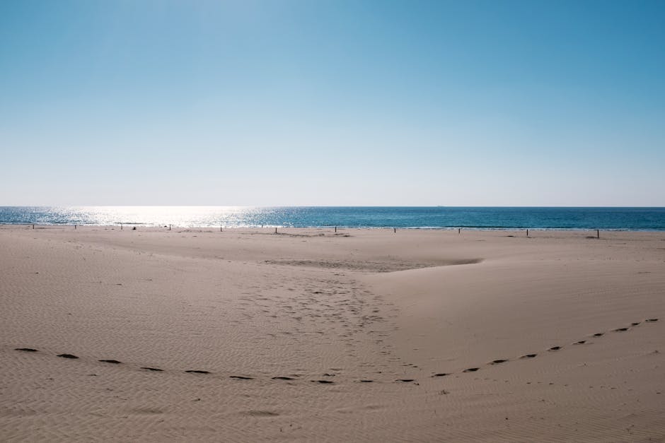 The long sandy beach of Castelldefels south of Barcelona on a sunny day