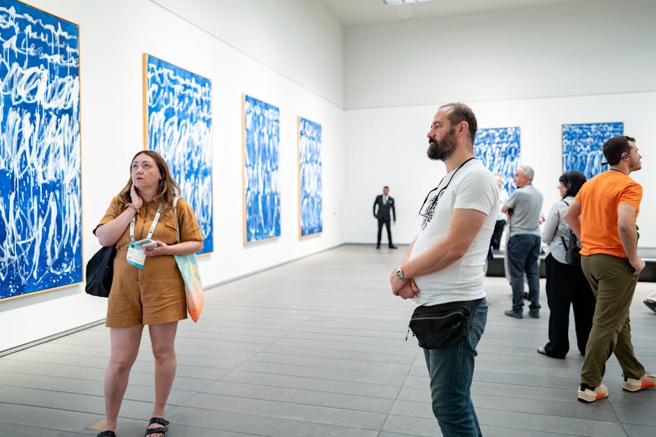 Visitors enjoying a free museum day in Barcelona