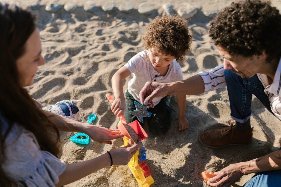 Children playing on Nova Icaria beach with calm Mediterranean